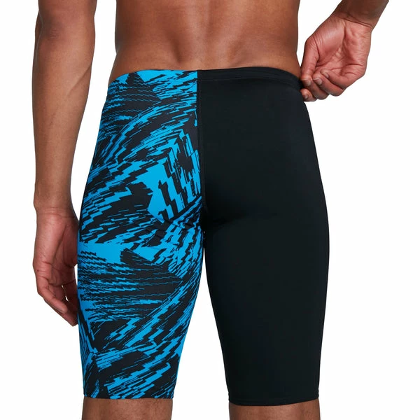 Speedo - Men's Jammer Allover V-Cut Black/Blue 2 Speedo - Men's Jammer Allover V-Cut Black/Blue - Image 2