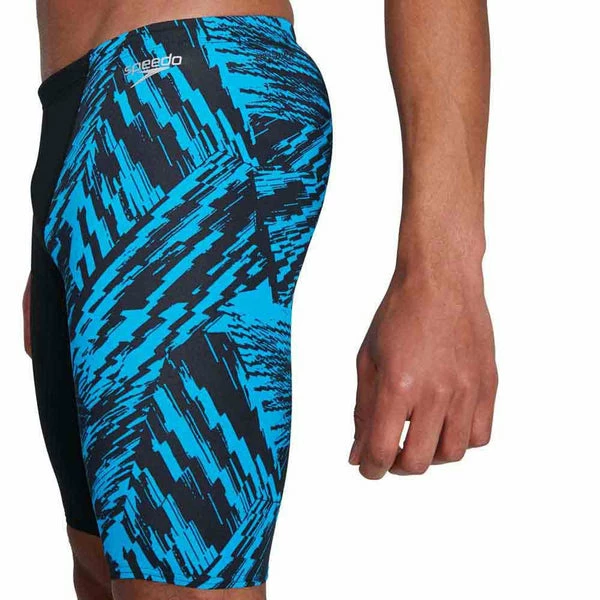 Speedo - Men's Jammer Allover V-Cut Black/Blue 4 Speedo - Men's Jammer Allover V-Cut Black/Blue - Image 4